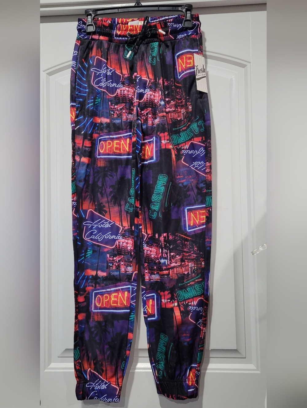 Neon Casino Print Track Joggers - Black/Multi